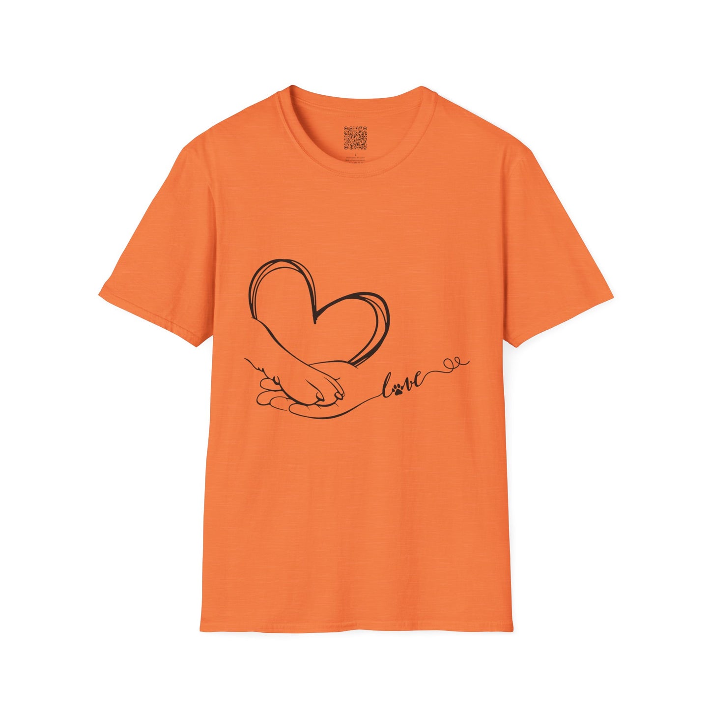 Paw in Hand Love Unisex Softstyle T-Shirt - Hand-Drawn Love Design