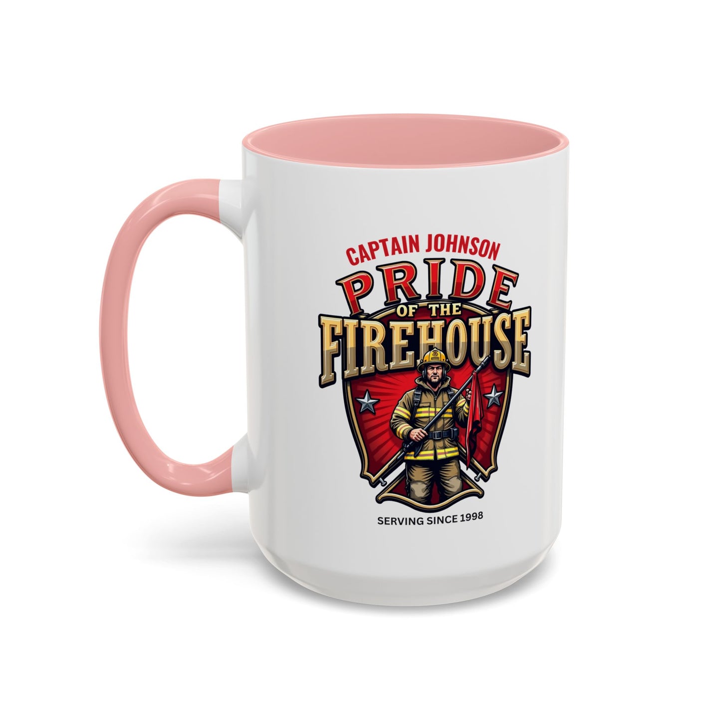 Personalized Pride of the Firehouse Shield Mug, Fire Department, Fire Fighter Gift, Firefighter Mug, Firefighter Dad Gift