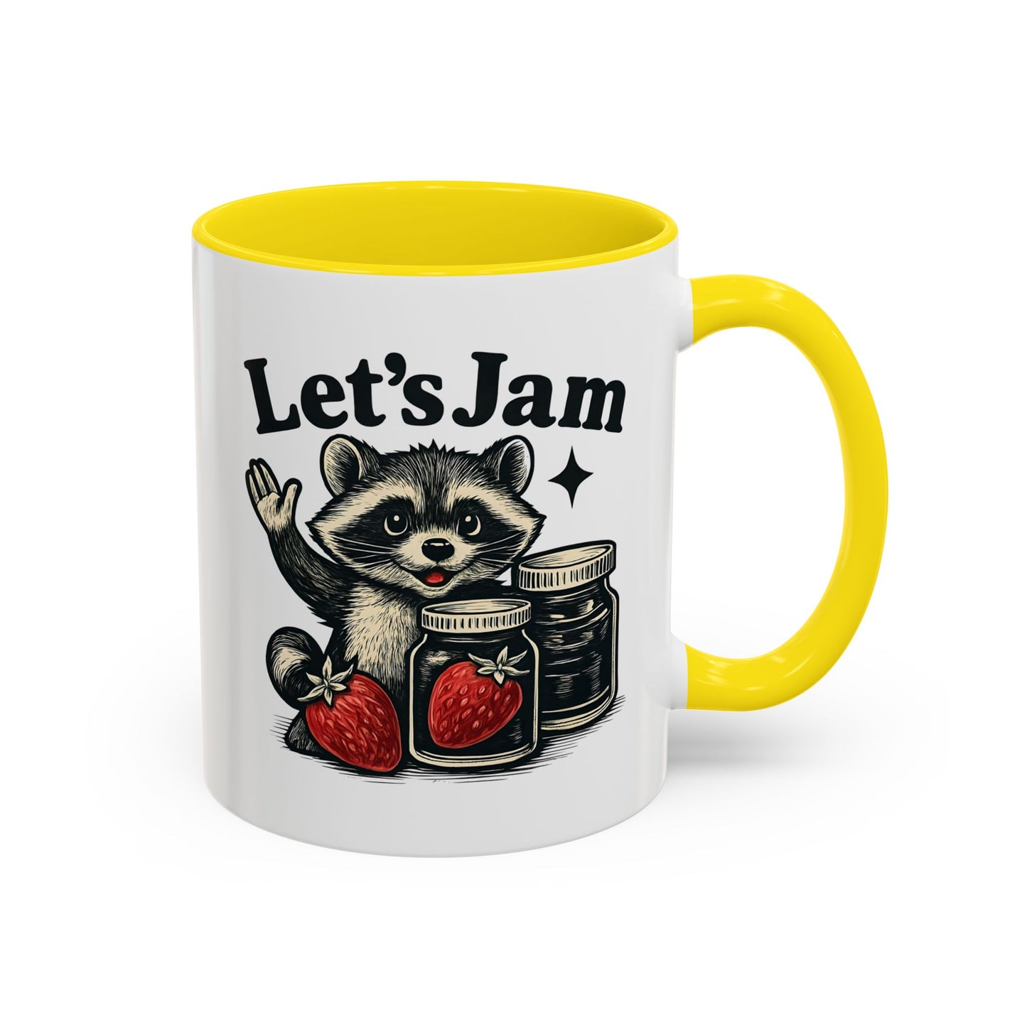 Let's Jam Raccoon Coffee Mug, Strawberry Mug, Cute Summer Mug, Raccoon Strawberry Mug, Funny Raccoon Mug, Trending Now