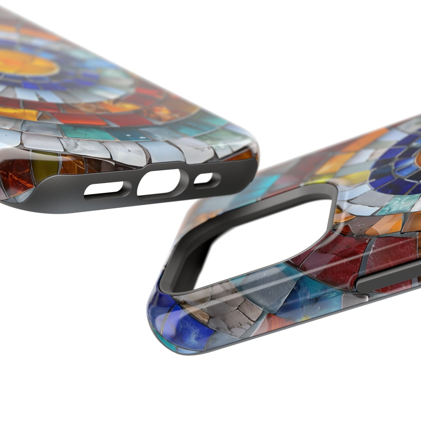 Magnetic Mosaic Phone Case, Trendy iPhone Case, Unique Design, Faux Stained Glass, Custom Phone Cover, Wireless Charging