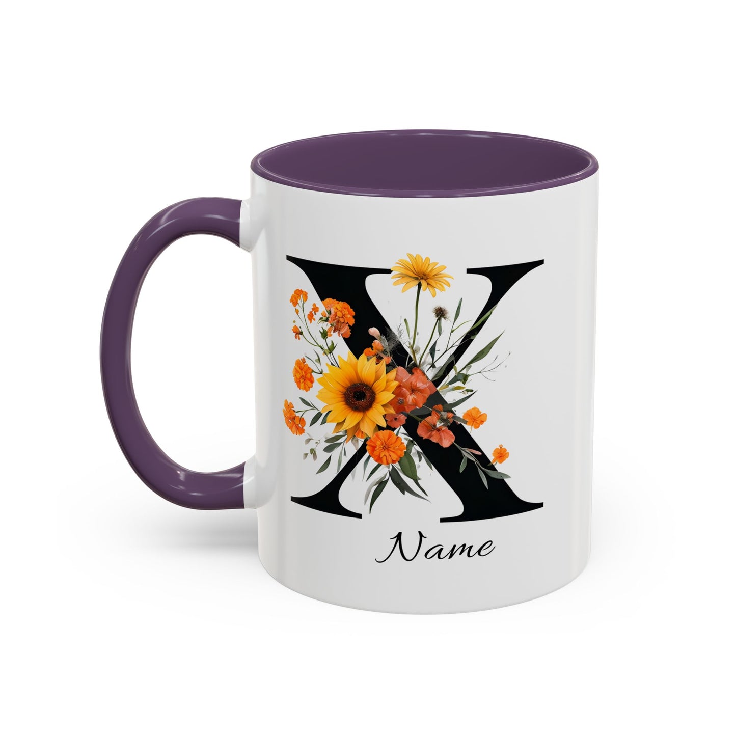 Personalized Floral Monogram - Letter X - Elegant Accent Coffee Mug – Personalized Mothers Day Gift