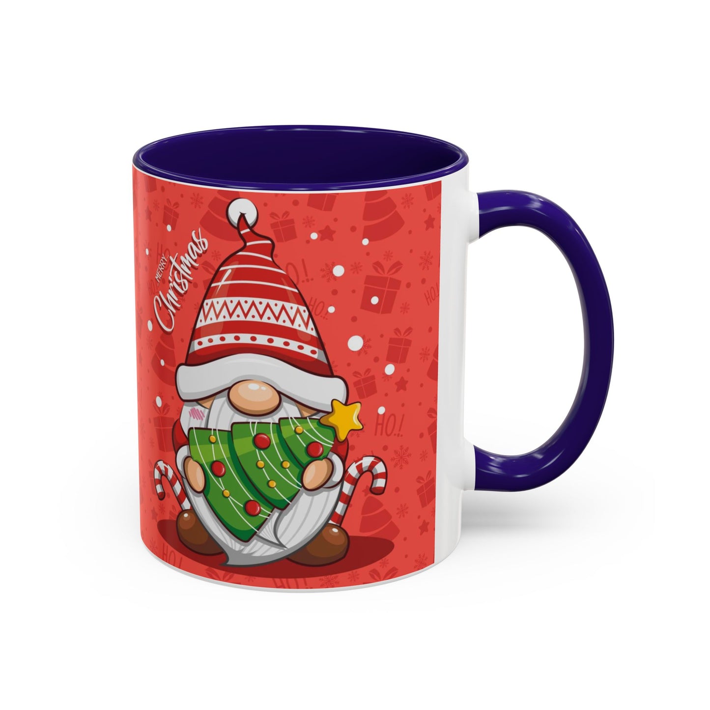 Christmas Tree Gnome, Red Christmas Gnome Mug with Tree and Candy Canes, Festive Holiday Coffee Cup, Cute Gnome Lover Gift, Winter Cocoa Mug, Christmas Kitchen Decor