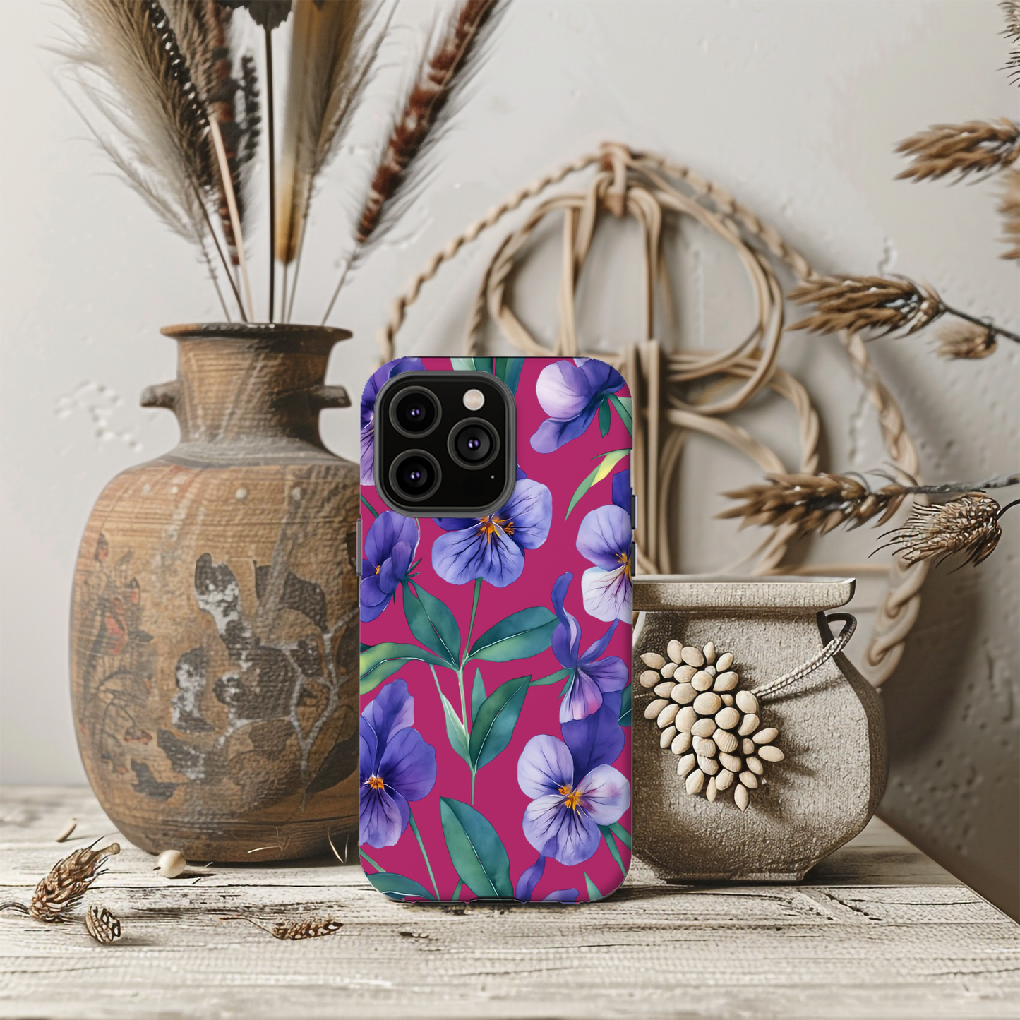 African Violet Floral Magnetic Tough Case, Summer Iphone Case, Wildflower Case, Flower Phone Cover, Stylish Phone Case