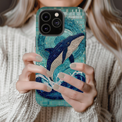 Whale Watching Mosaic iPhone Case, Whale Art, Unique Phone Case, Humpback Whale, Whale Gift, Marine Biology, Whale Watcher