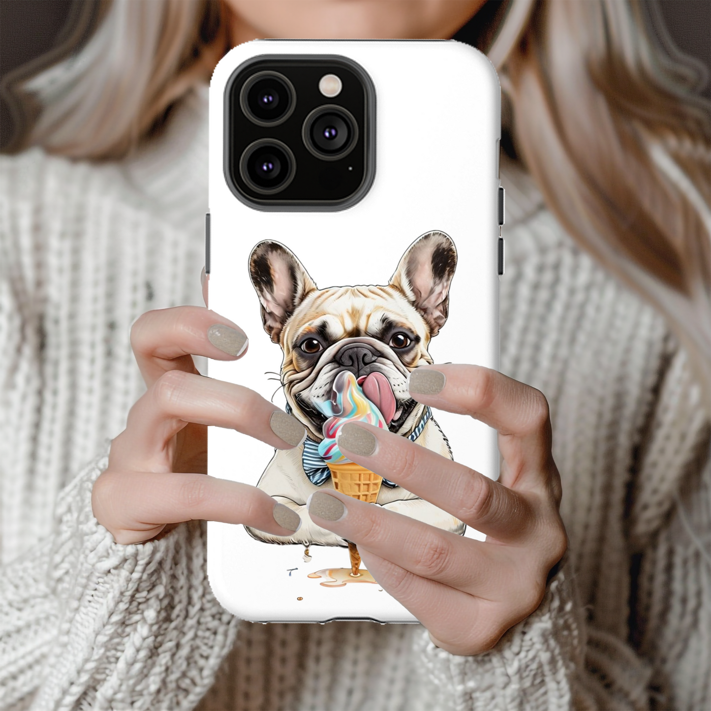 French Bulldog iPhone Case, Ice Cream Phone Case, Frenchie Mom Gift, Dog Phone Case, French Bulldog Lover Gift