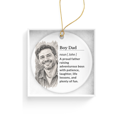 Personalized Boy Dad Ornament, Custom Ornament, Family Ornament, Ceramic Ornament, Stocking Stuffer, Name Ornament, Unique Ornament