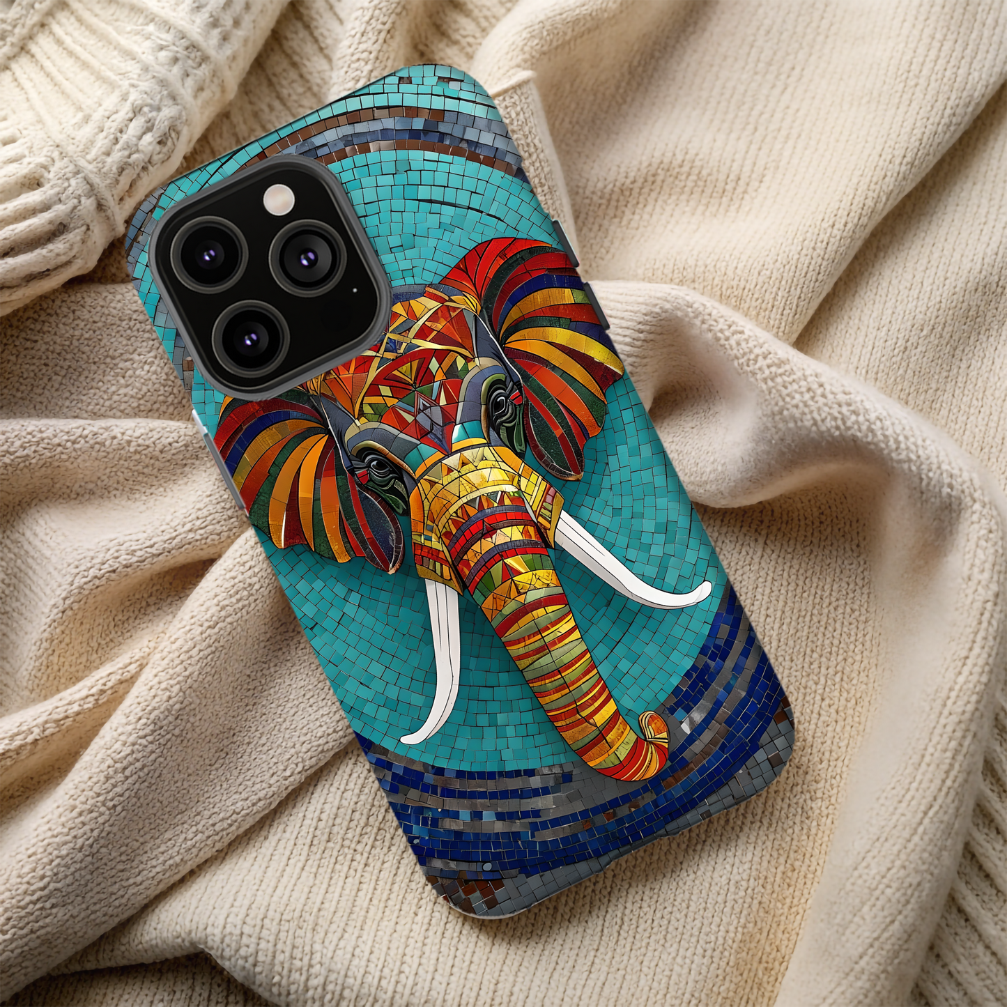 Artistic Elephant Phone Case, Elephant Case, Trendy iPhone Case, Elephant Lover Gift, Unique iPhone Case, Mosaic Design