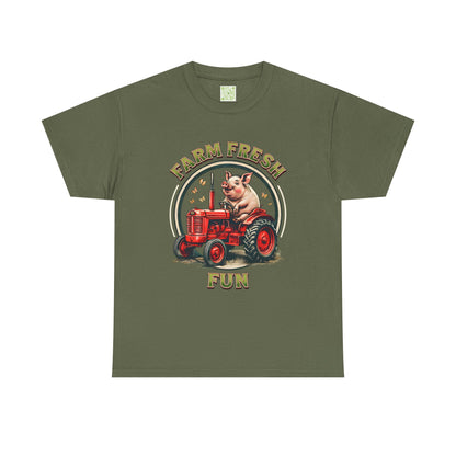 Potbelly Pig Farm Fresh Fun T-Shirt, Vintage Farmhouse Tee, Retro Pig Tractor Shirt, Animal Lover Gift, Country Life Apparel