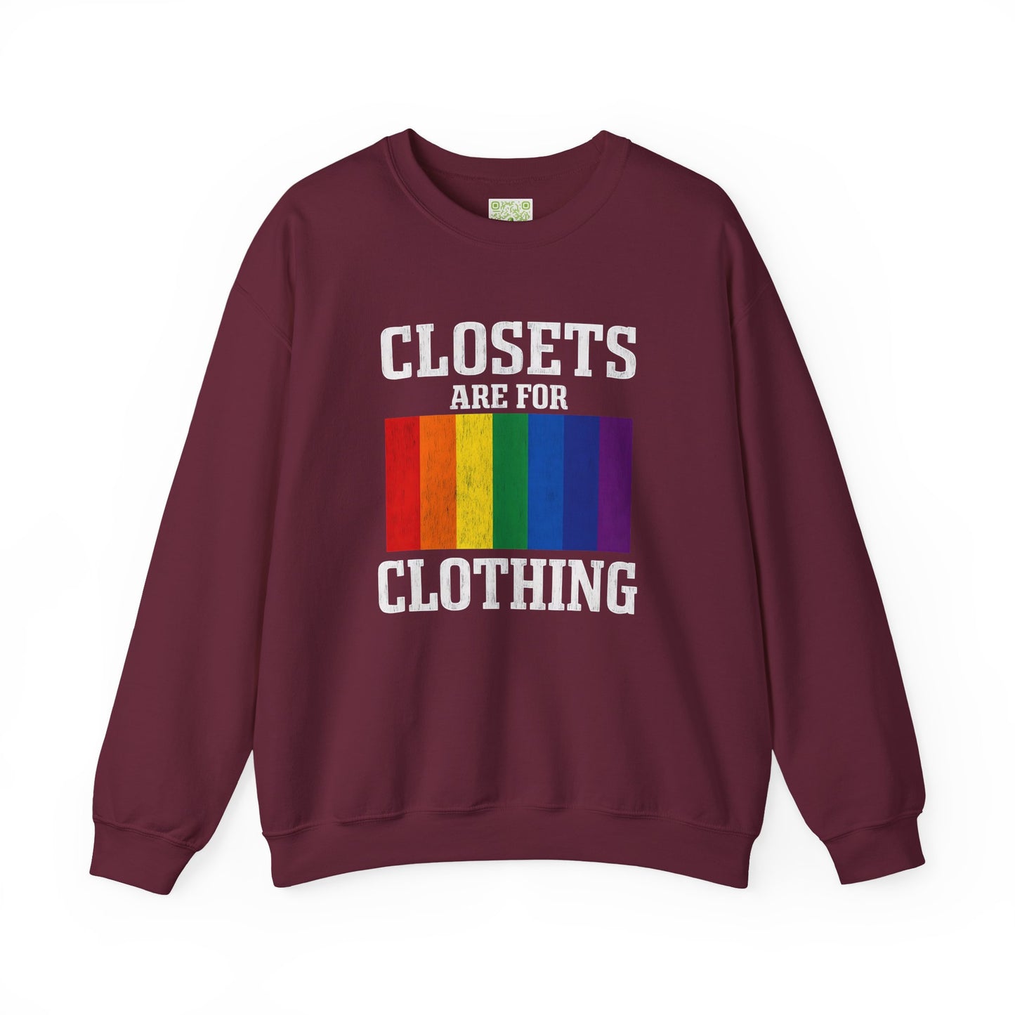 Rainbow Pride Crewneck Sweatshirt, Closets Are For Clothing Sweatshirt, Pride Month Sweatshirt, Queer Sweatshirt, LGBT Outfit
