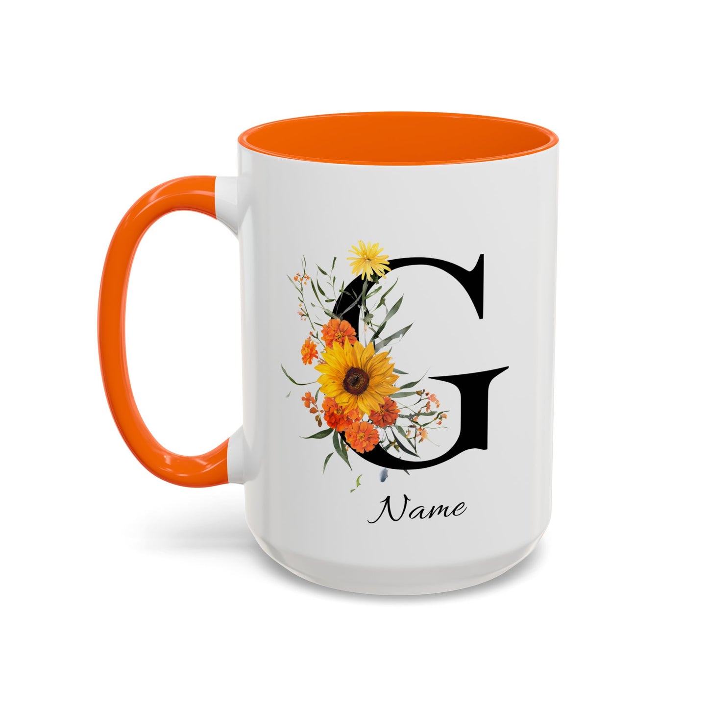 Personalized Floral Monogram - Letter G - Elegant Accent Coffee Mug – Personalized Mothers Day Gift