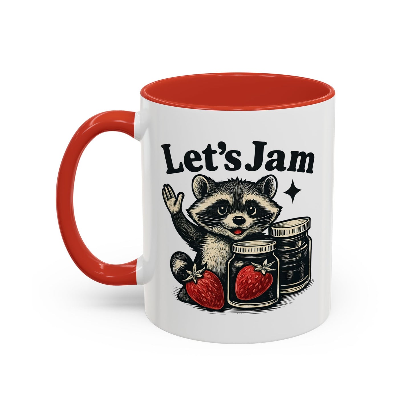 Let's Jam Raccoon Coffee Mug, Strawberry Mug, Cute Summer Mug, Raccoon Strawberry Mug, Funny Raccoon Mug, Trending Now