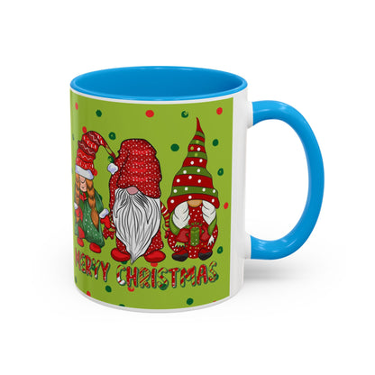 Merry Christmas Gnom Trio. Gnome Mug, Green Holiday Coffee Cup, Festive Hot Cocoa Mug, Cute Gnome Lover Gift, Cozy Winter Christmas Drinkware