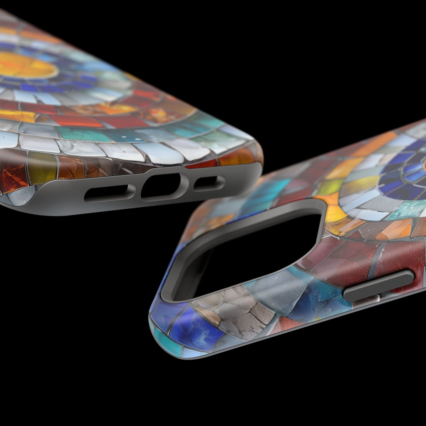 Magnetic Mosaic Phone Case, Trendy iPhone Case, Unique Design, Faux Stained Glass, Custom Phone Cover, Wireless Charging