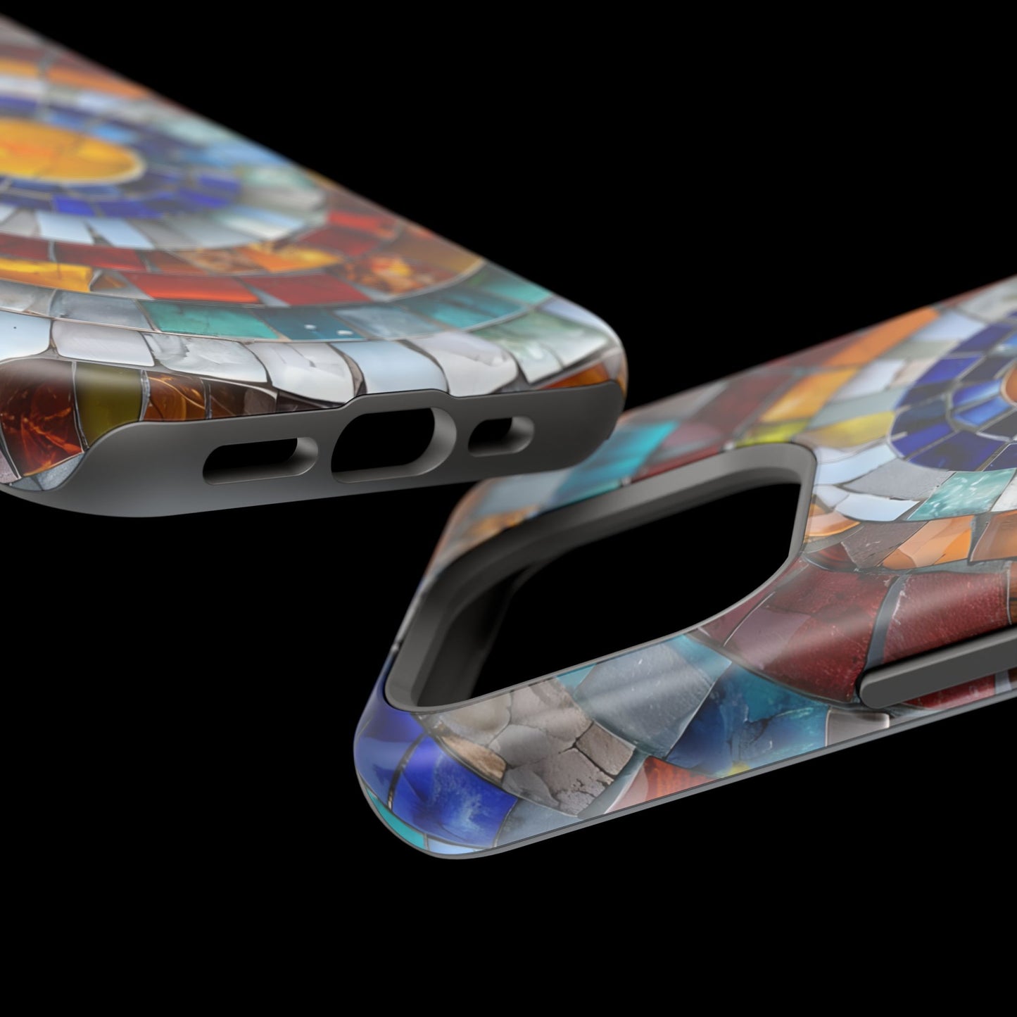 Magnetic Mosaic Phone Case, Trendy iPhone Case, Unique Design, Faux Stained Glass, Custom Phone Cover, Wireless Charging