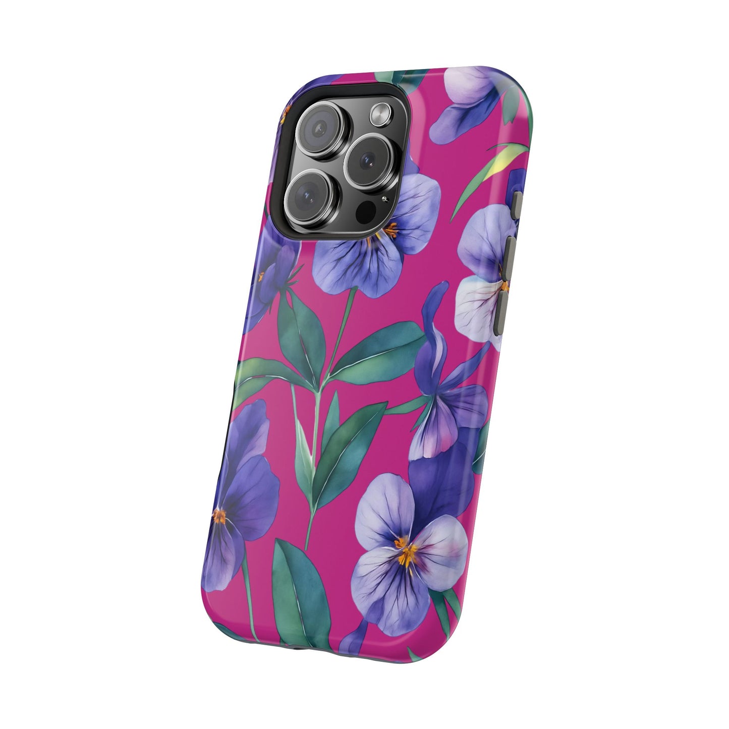 African Violet Floral Magnetic Tough Case, Summer Iphone Case, Wildflower Case, Flower Phone Cover, Stylish Phone Case