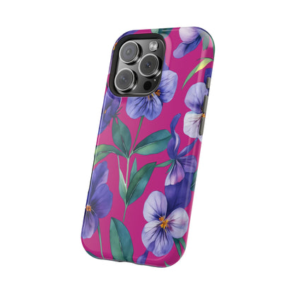 African Violet Floral Magnetic Tough Case, Summer Iphone Case, Wildflower Case, Flower Phone Cover, Stylish Phone Case