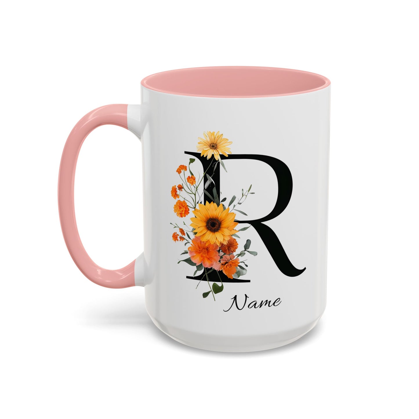 Personalized Floral Monogram - Letter R - Elegant Accent Coffee Mug – Personalized Mothers Day Gift