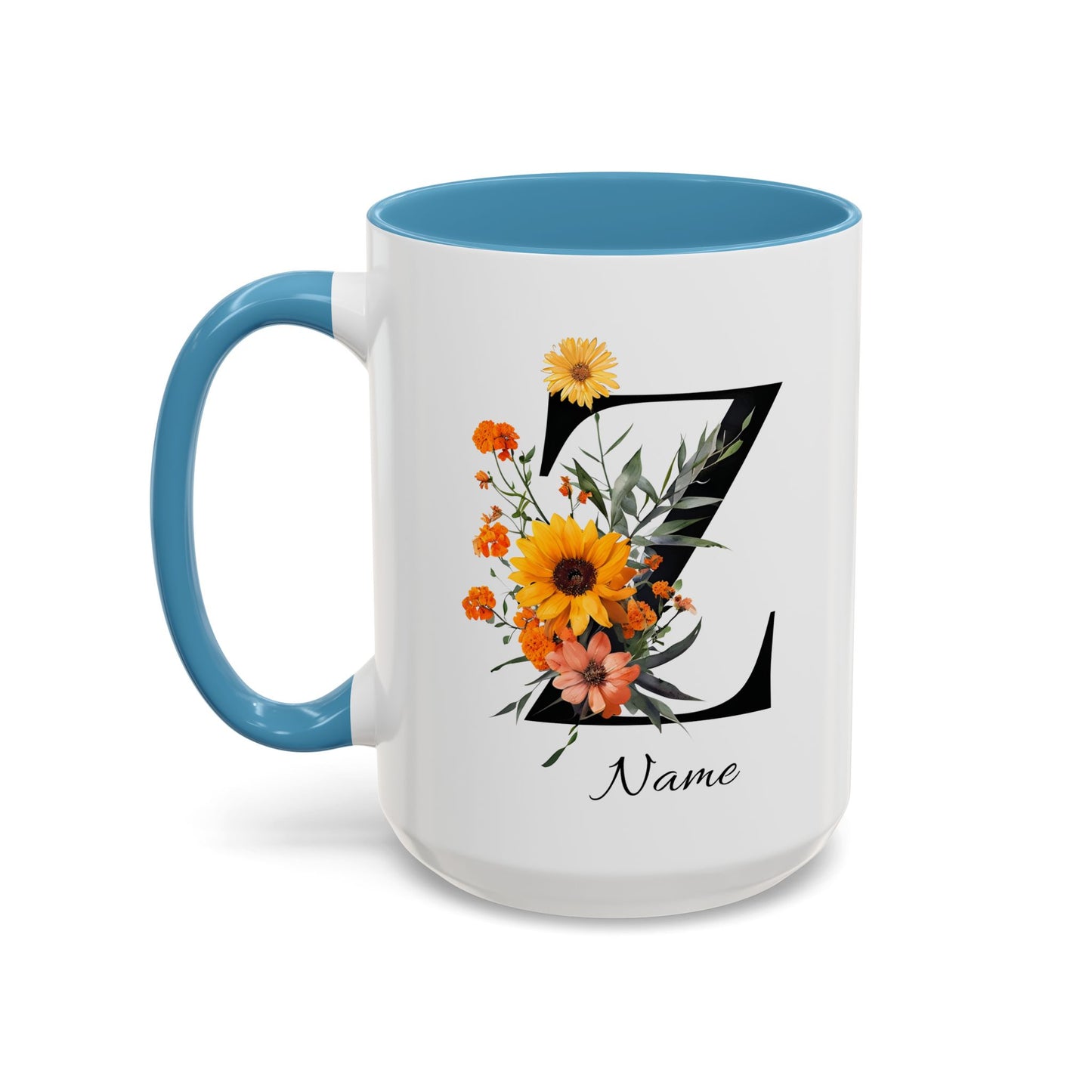 Personalized Floral Monogram - Letter Z - Elegant Accent Coffee Mug – Personalized Mothers Day Gift
