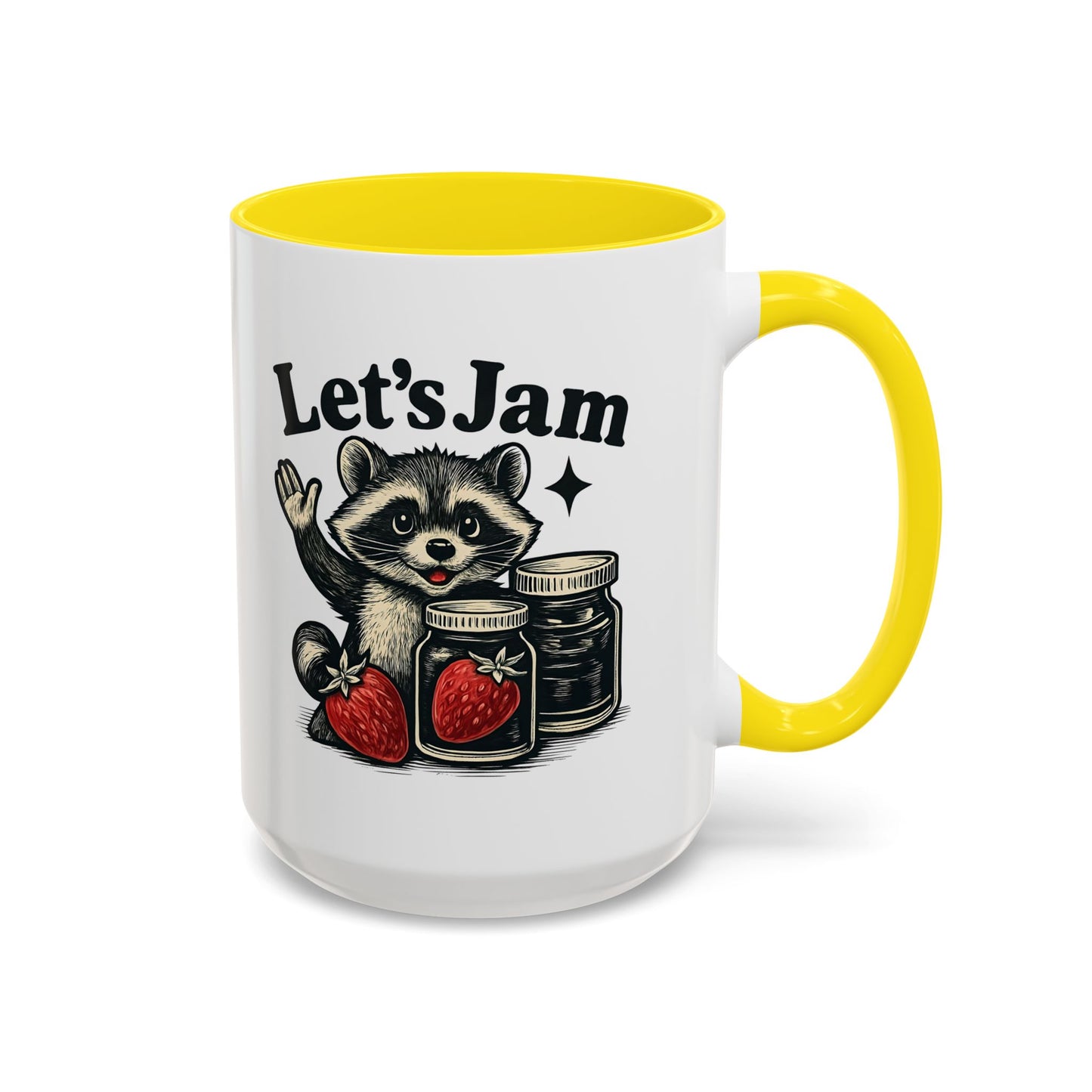 Let's Jam Raccoon Coffee Mug, Strawberry Mug, Cute Summer Mug, Raccoon Strawberry Mug, Funny Raccoon Mug, Trending Now