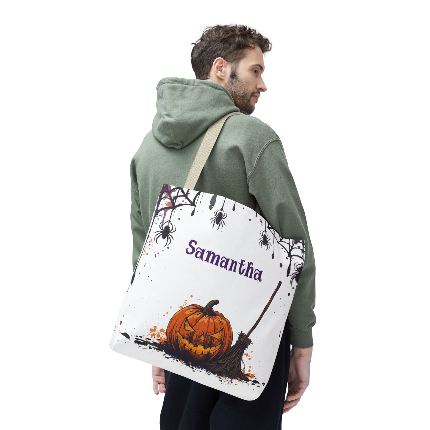 Custom Kids Halloween Trick or Treat Bag – Personalized Pumpkin Candy Tote Sack – Children’s Halloween Gift, Reusable Candy Bag