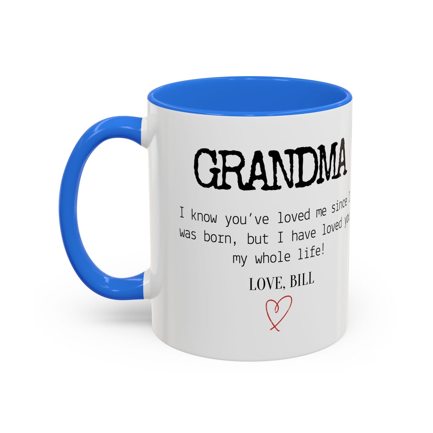 Personalized Grandma Mug, Gift from Grandchild, Custom Message Coffee Cup, Grandma Birthday Gift, Mother’s Day Mug, Sentimental Gift for Grandma