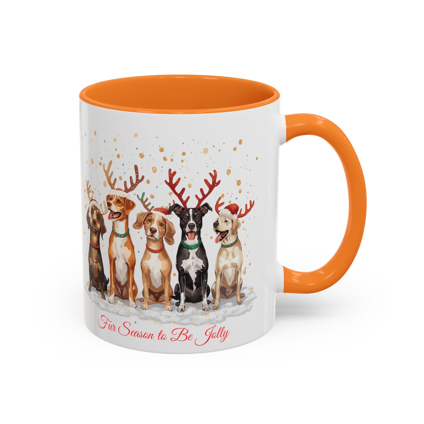 Colorful Holiday Mug with Festive Dogs, Dog Christmas Mug, Dog Mom Mug, Funny Christmas Dog, Merry Christmas