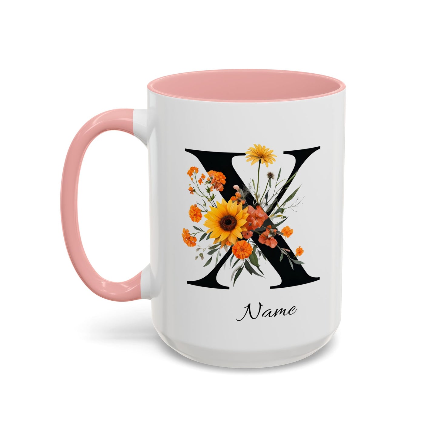 Personalized Floral Monogram - Letter X - Elegant Accent Coffee Mug – Personalized Mothers Day Gift