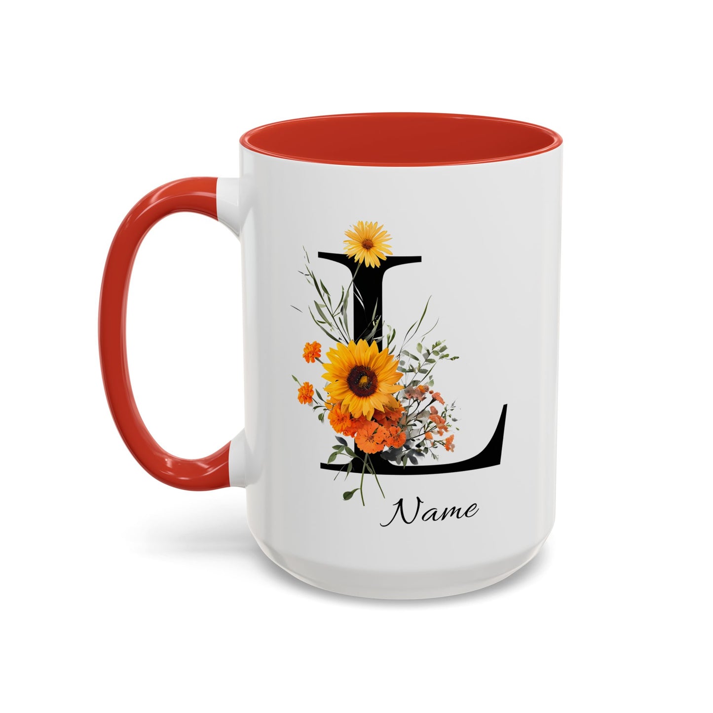 Personalized Floral Monogram - Letter L - Elegant Accent Coffee Mug – Personalized Mothers Day Gift