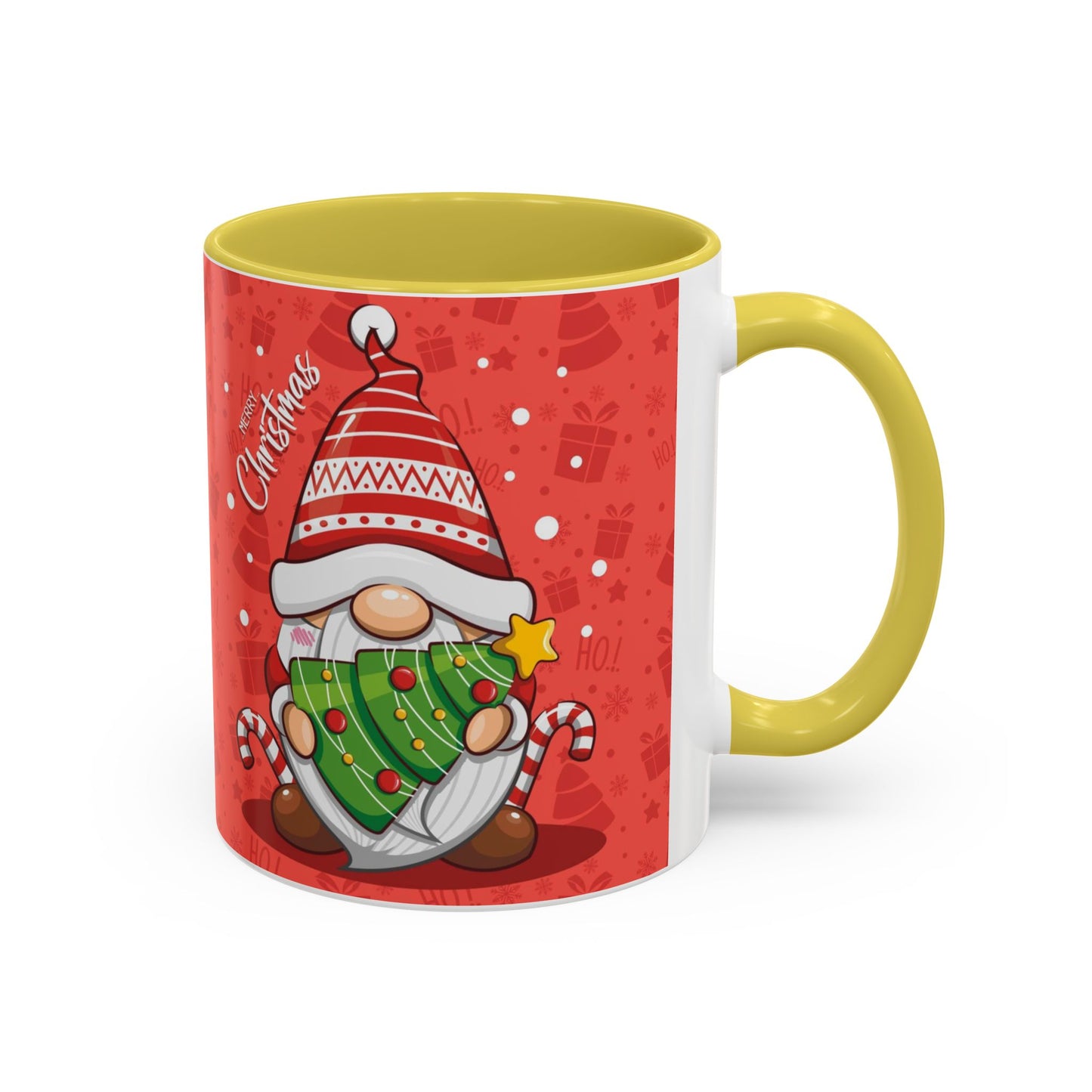 Christmas Tree Gnome, Red Christmas Gnome Mug with Tree and Candy Canes, Festive Holiday Coffee Cup, Cute Gnome Lover Gift, Winter Cocoa Mug, Christmas Kitchen Decor