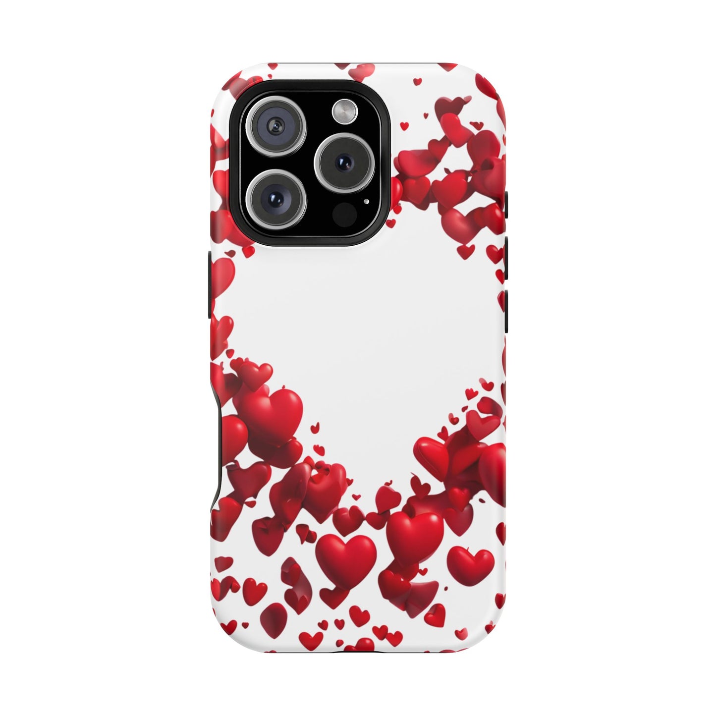 Heart-Shaped Heart Motif Magnetic Tough iPhone Case, Love Themed Phone Cover, Valentine's Day Gift,  Romantic Phone Case