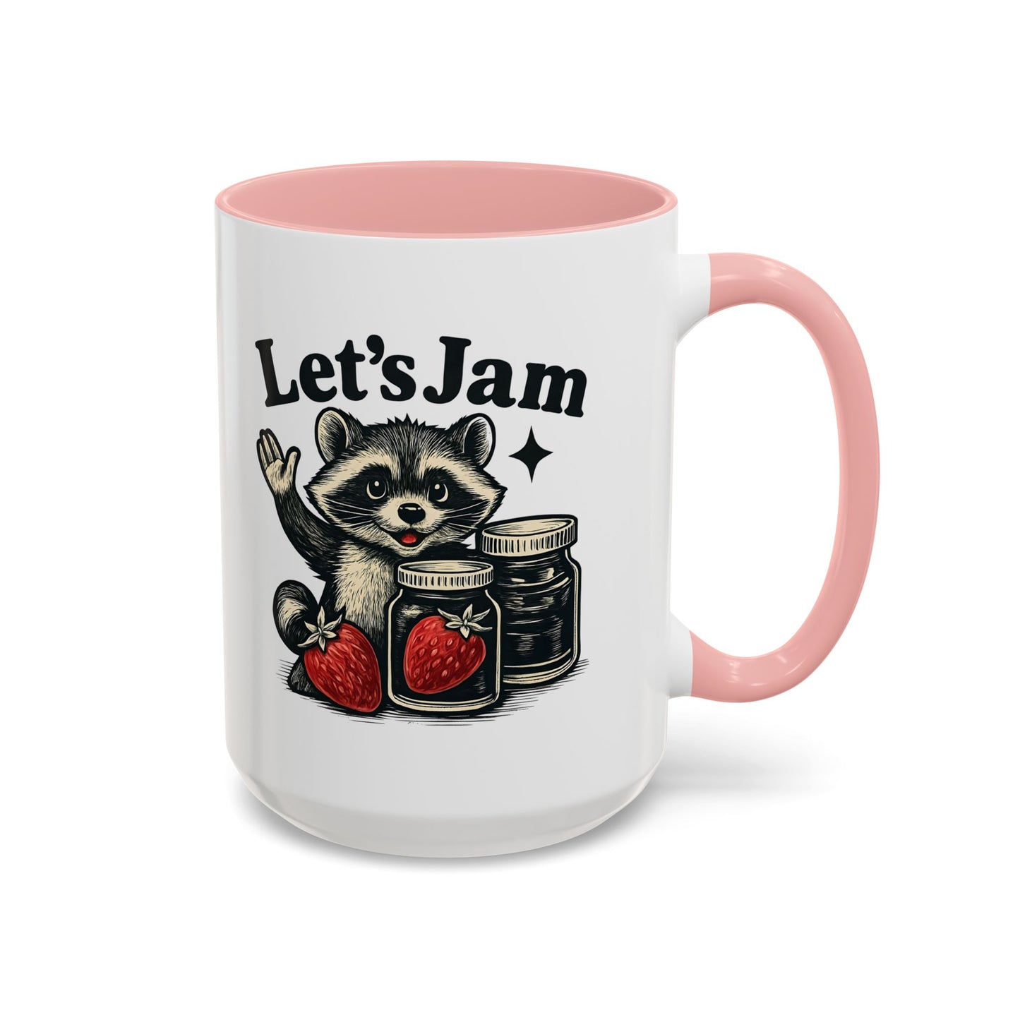 Let's Jam Raccoon Coffee Mug, Strawberry Mug, Cute Summer Mug, Raccoon Strawberry Mug, Funny Raccoon Mug, Trending Now