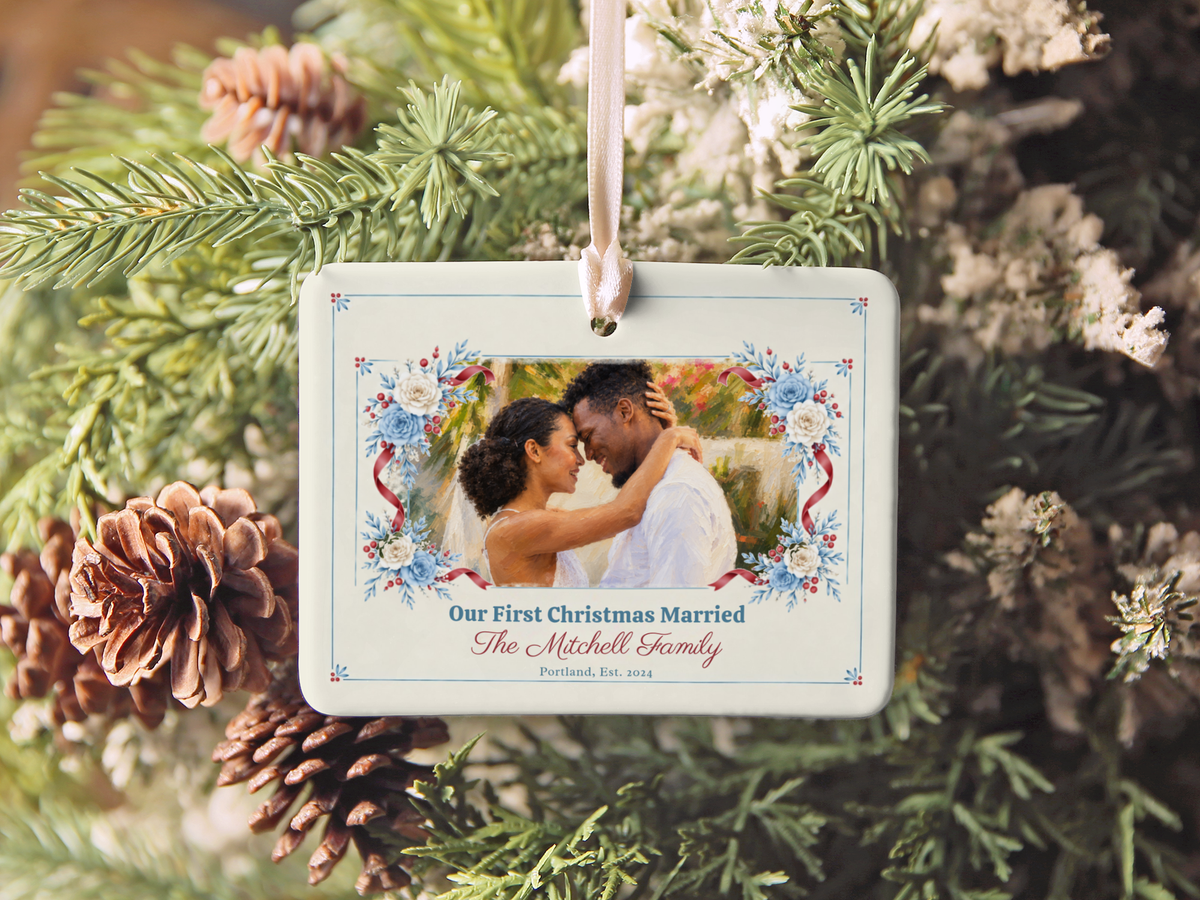 Mr and Mr First Christmas Ornament, Our First Christmas Married 2026, Personalized Gay Wedding Gift, Ceramic Newlywed Keepsake