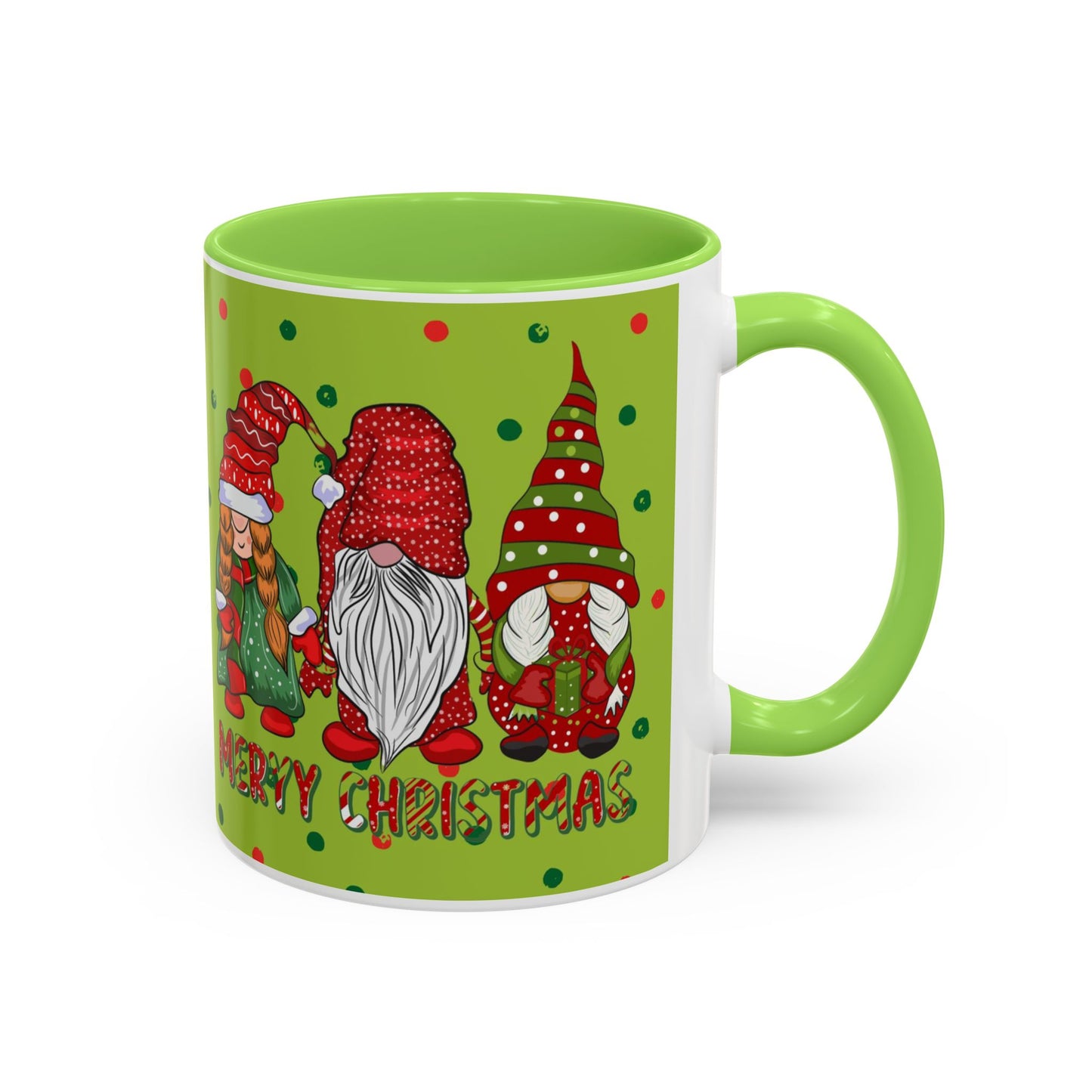 Merry Christmas Gnom Trio. Gnome Mug, Green Holiday Coffee Cup, Festive Hot Cocoa Mug, Cute Gnome Lover Gift, Cozy Winter Christmas Drinkware