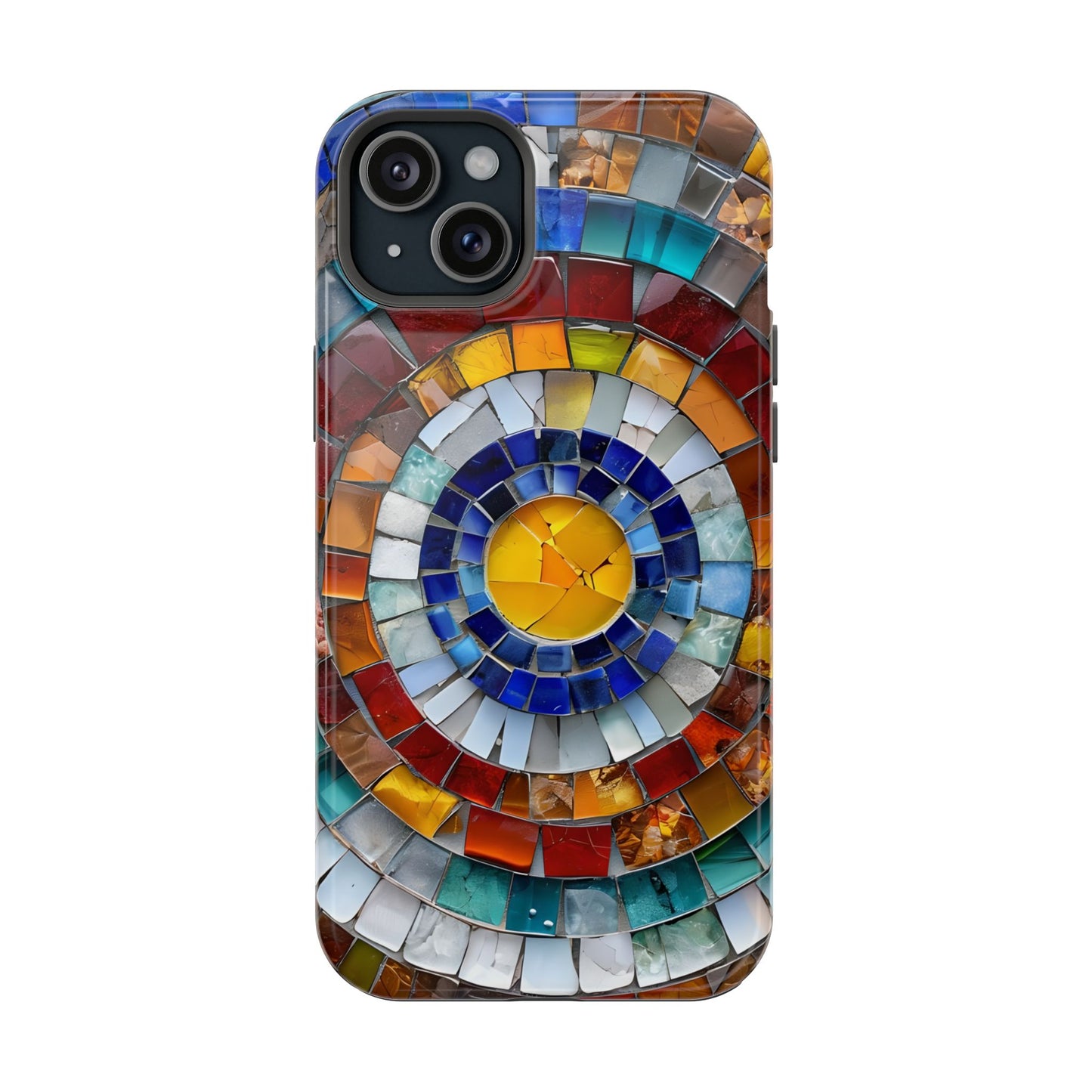 Magnetic Mosaic Phone Case, Trendy iPhone Case, Unique Design, Faux Stained Glass, Custom Phone Cover, Wireless Charging