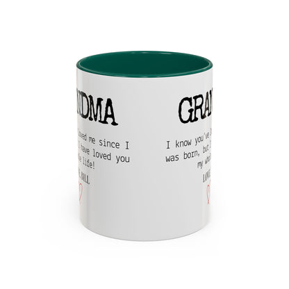 Personalized Grandma Mug, Gift from Grandchild, Custom Message Coffee Cup, Grandma Birthday Gift, Mother’s Day Mug, Sentimental Gift for Grandma