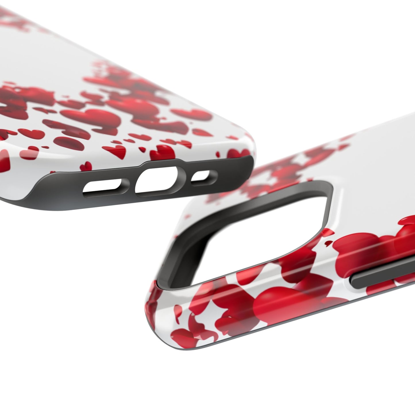 Heart-Shaped Heart Motif Magnetic Tough iPhone Case, Love Themed Phone Cover, Valentine's Day Gift,  Romantic Phone Case