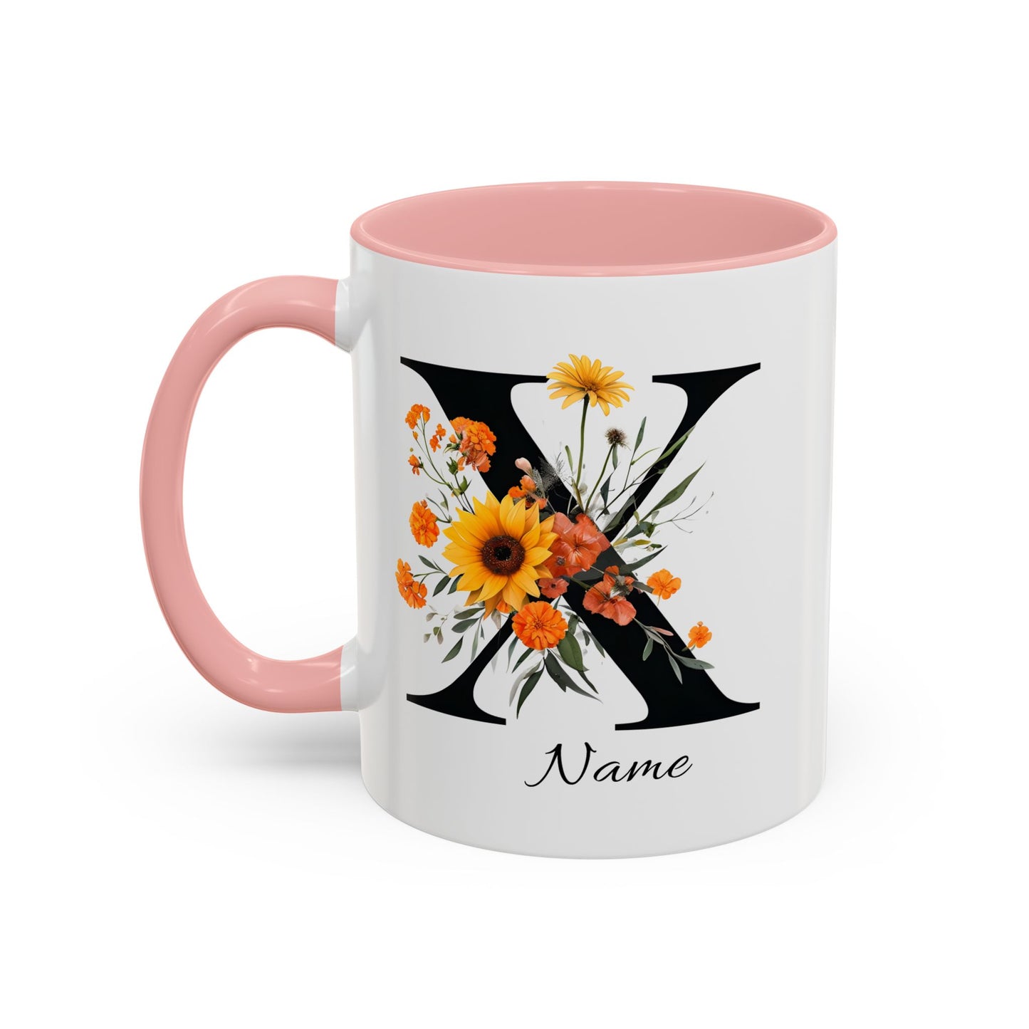 Personalized Floral Monogram - Letter X - Elegant Accent Coffee Mug – Personalized Mothers Day Gift