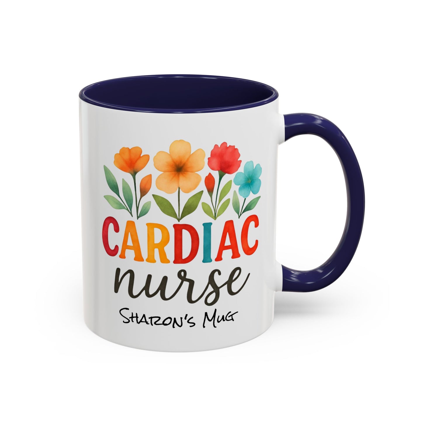 Cardiac Nurse Floral Watercolor Accent Coffee Mug, CVICU Nurse Mug, Cardiac Nurse Gifts, Cardiac ICU Nurse