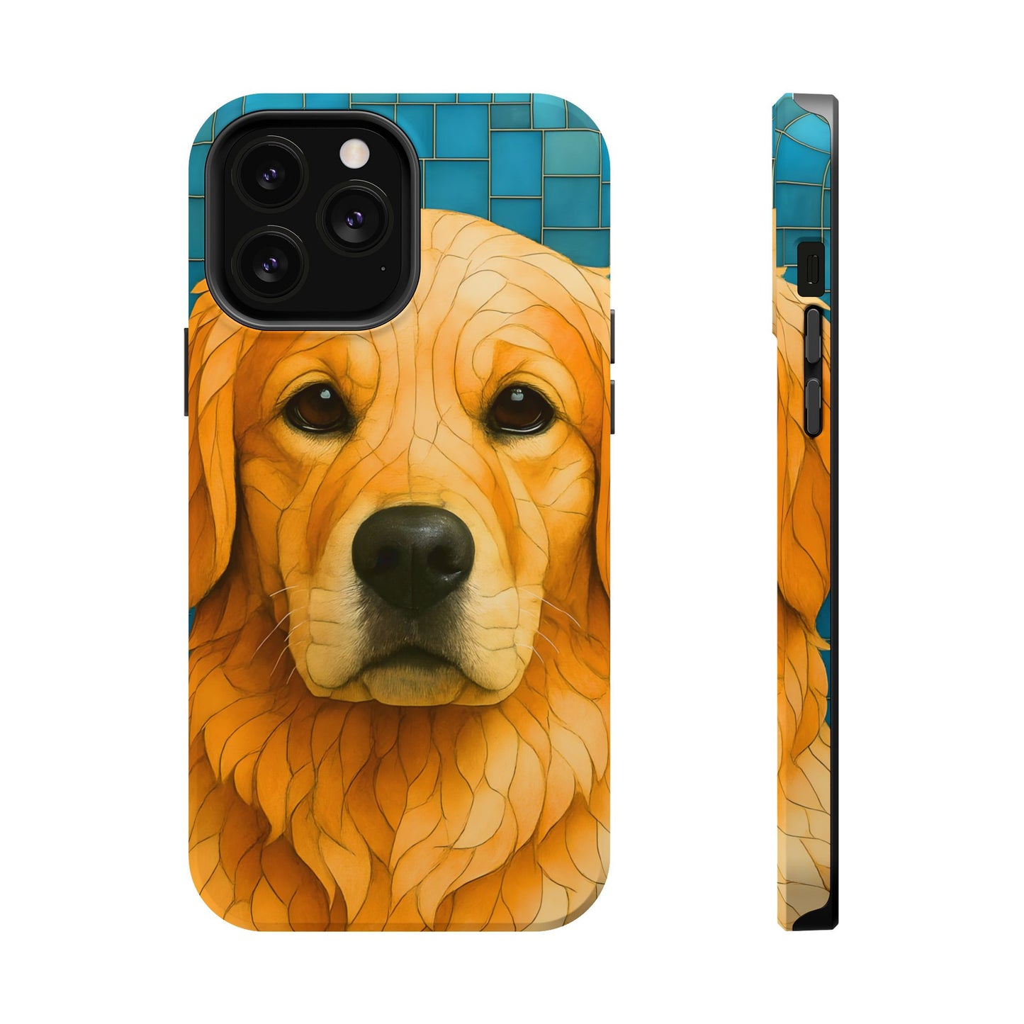 Golden Retriever Mosaic Phone Case, Dog Lover Gift, Protective iPhone Cover, Unique Pet Art, Animal Pattern Case