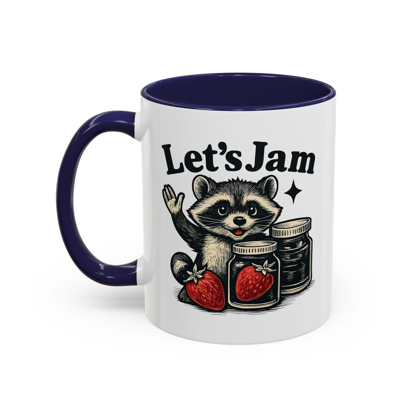 Let's Jam Raccoon Coffee Mug, Strawberry Mug, Cute Summer Mug, Raccoon Strawberry Mug, Funny Raccoon Mug, Trending Now