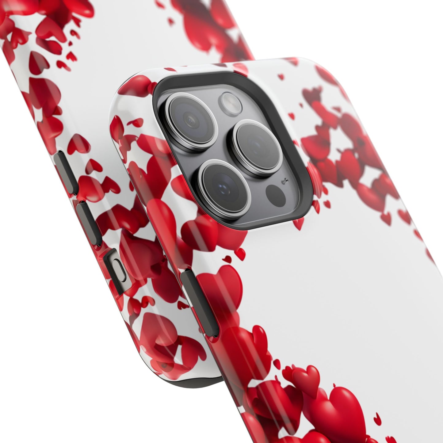 Heart-Shaped Heart Motif Magnetic Tough iPhone Case, Love Themed Phone Cover, Valentine's Day Gift,  Romantic Phone Case