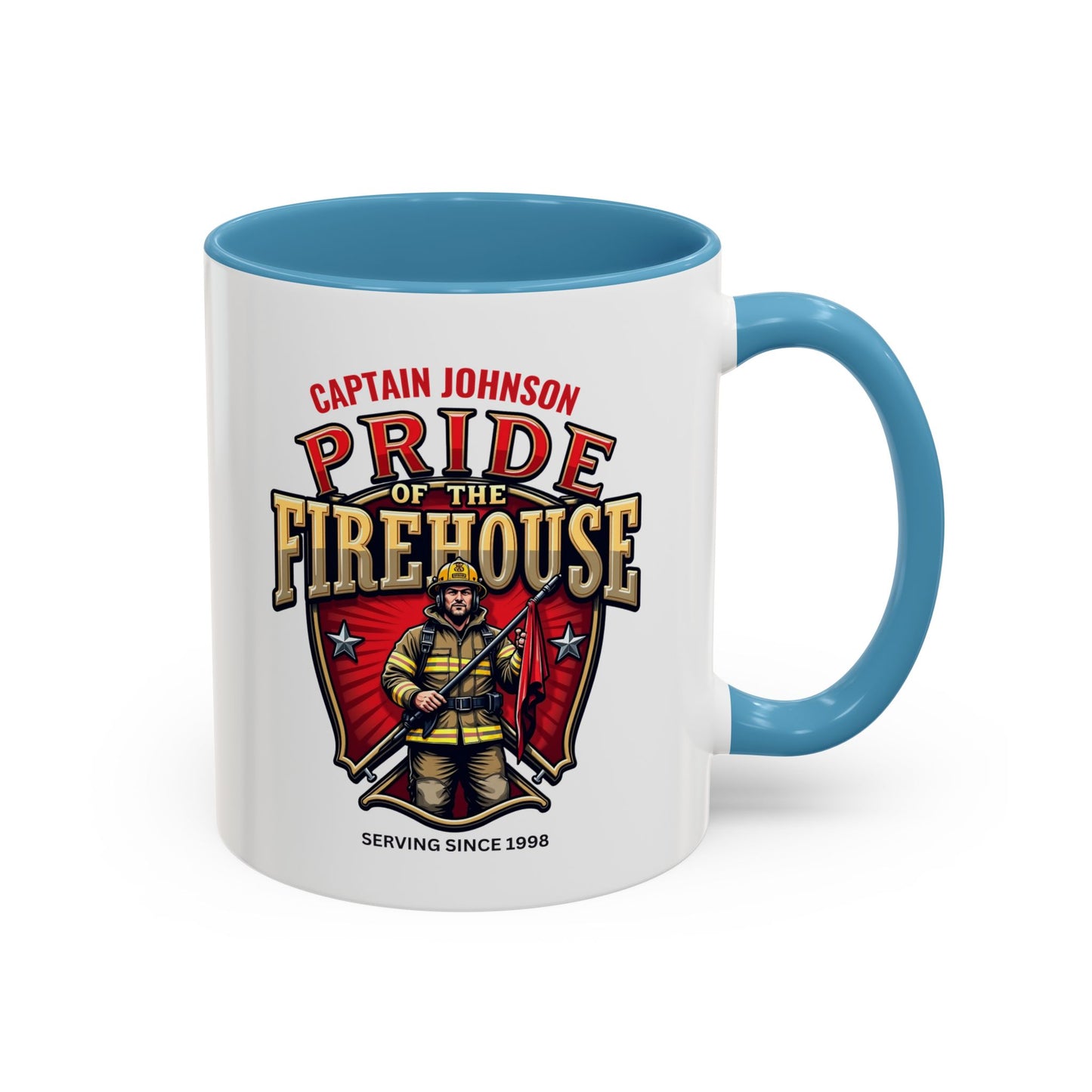 Personalized Pride of the Firehouse Shield Mug, Fire Department, Fire Fighter Gift, Firefighter Mug, Firefighter Dad Gift