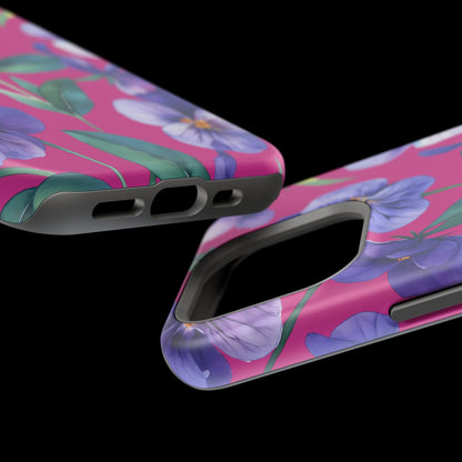 African Violet Floral Magnetic Tough Case, Summer Iphone Case, Wildflower Case, Flower Phone Cover, Stylish Phone Case