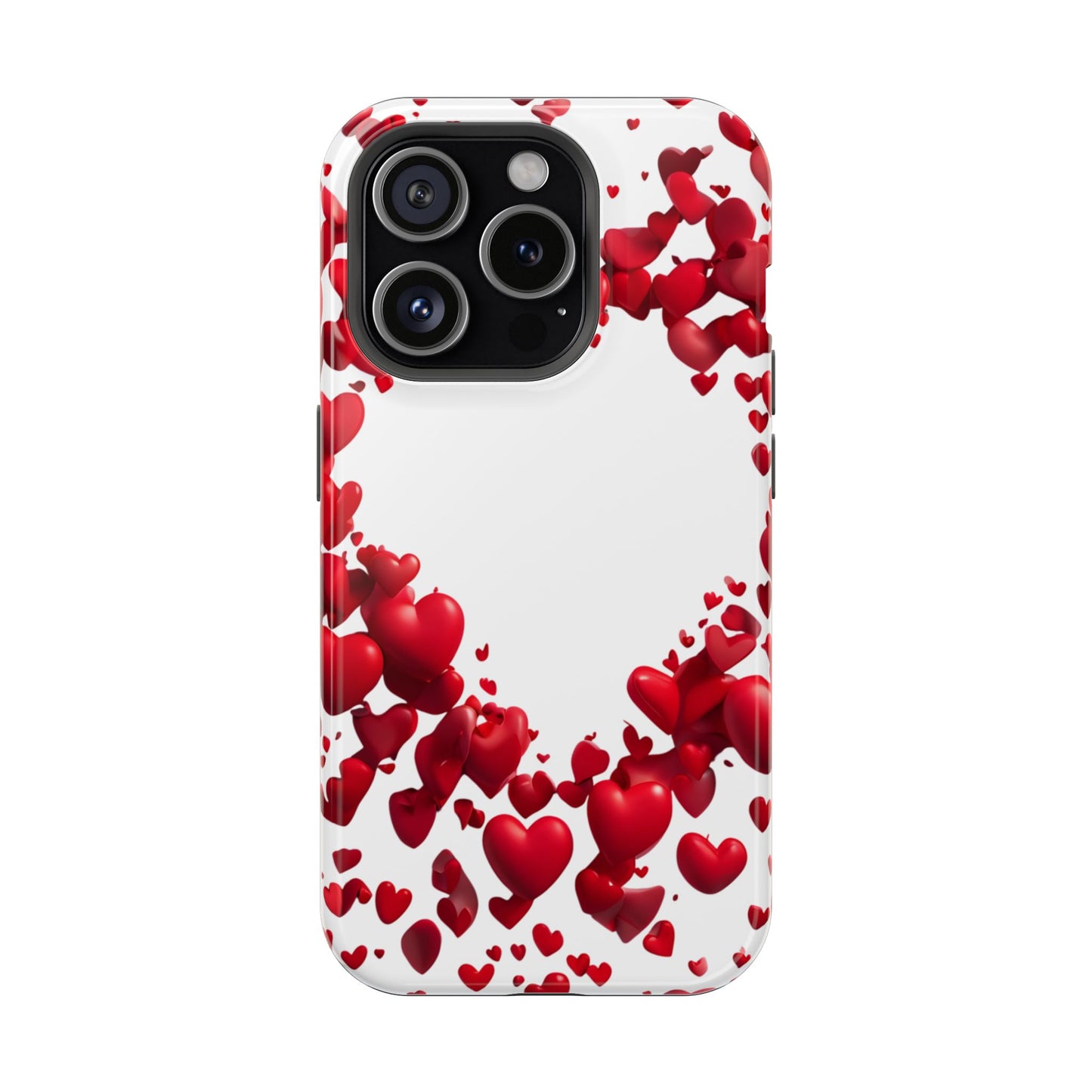 Heart-Shaped Heart Motif Magnetic Tough iPhone Case, Love Themed Phone Cover, Valentine's Day Gift,  Romantic Phone Case