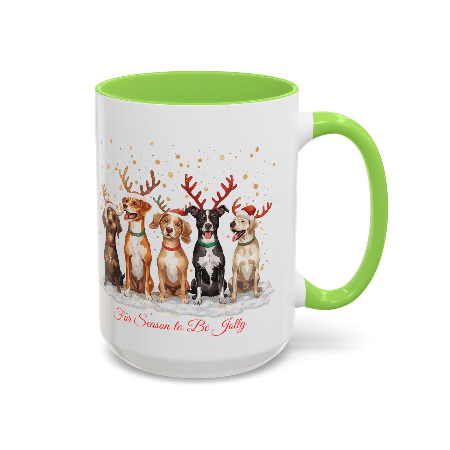 Colorful Holiday Mug with Festive Dogs, Dog Christmas Mug, Dog Mom Mug, Funny Christmas Dog, Merry Christmas