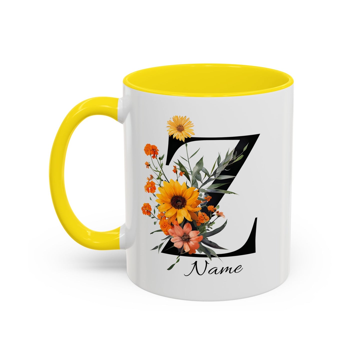 Personalized Floral Monogram - Letter Z - Elegant Accent Coffee Mug – Personalized Mothers Day Gift