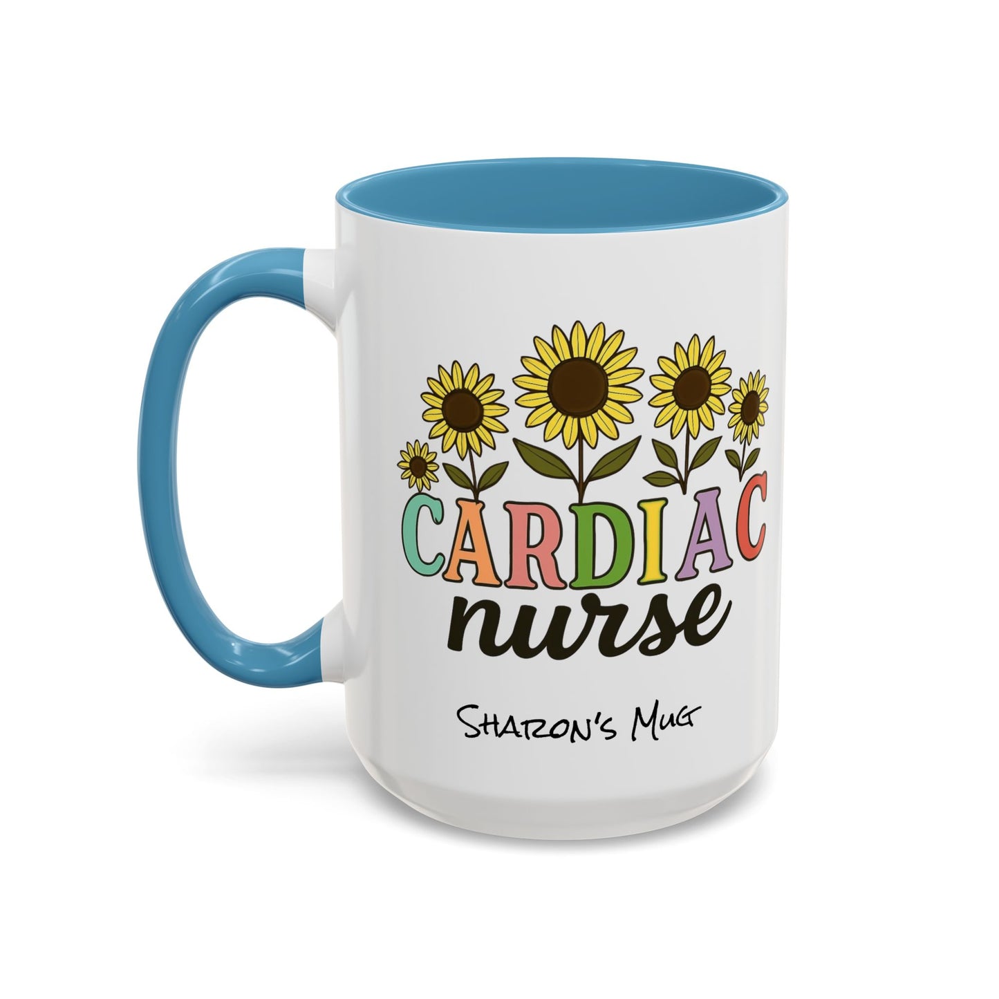 Cardiac Nurse Sunflower Accent Coffee Mug, CVICU Nurse Mug, Cardiac Nursing Grad Gift, Cardiac ICU Nurse, Cardiology RN NP