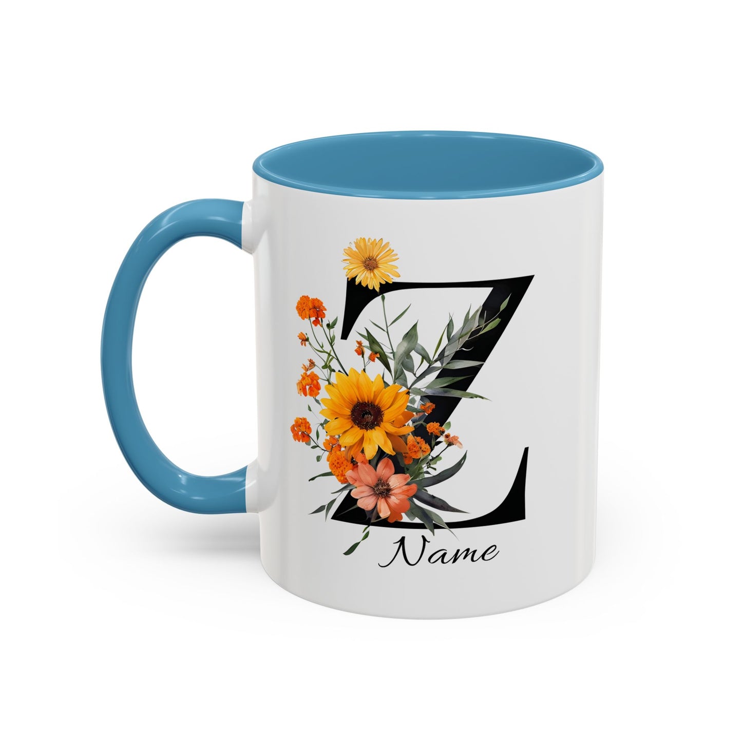 Personalized Floral Monogram - Letter Z - Elegant Accent Coffee Mug – Personalized Mothers Day Gift