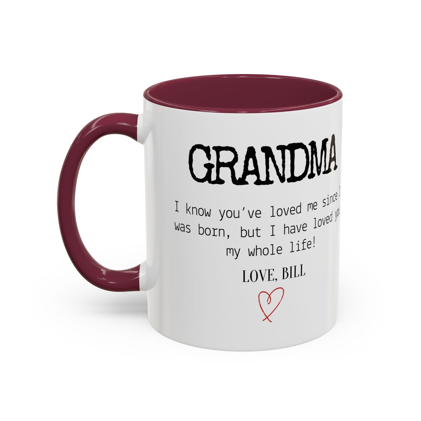 Personalized Grandma Mug, Gift from Grandchild, Custom Message Coffee Cup, Grandma Birthday Gift, Mother’s Day Mug, Sentimental Gift for Grandma
