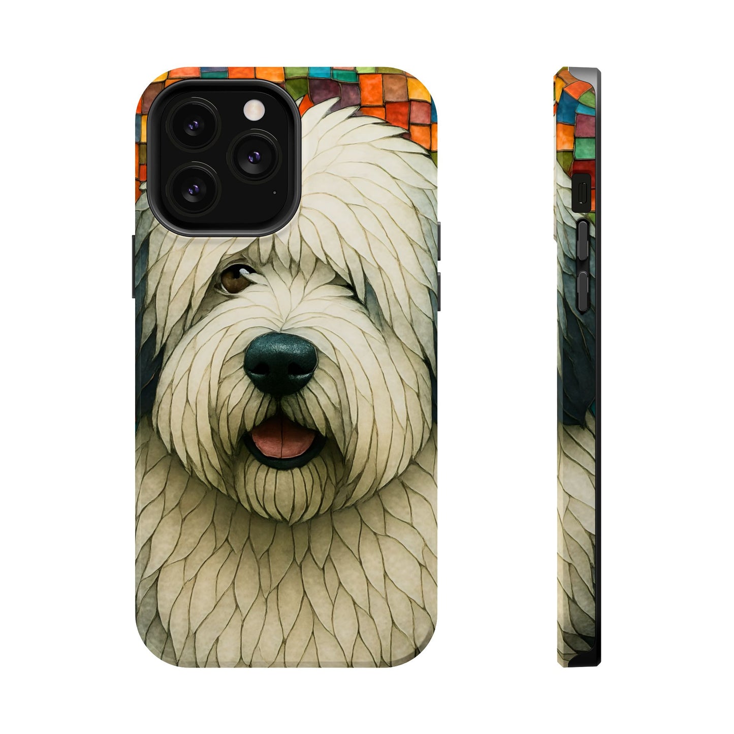 Old English Sheepdog Mosaic Phone Case, English Sheepdog iPhone Case, Dog Phone Case, Dog Lover Gift, Cute Dog Cover